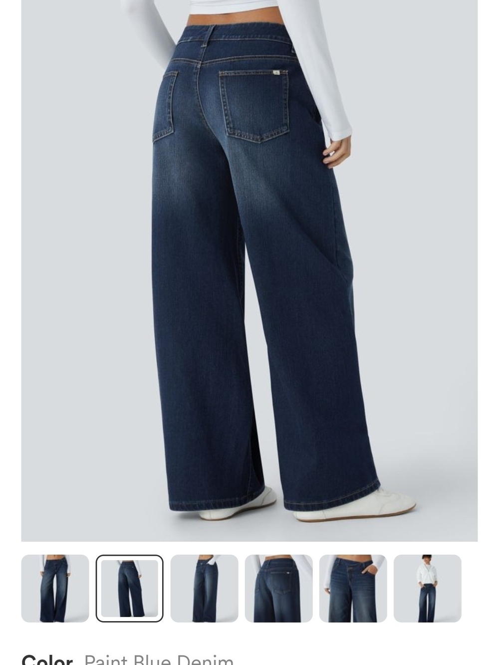 Halara Flex Denim, Wide-Leg, Low Rise Jeans in Paint Blue Color - Picture 6 of 8